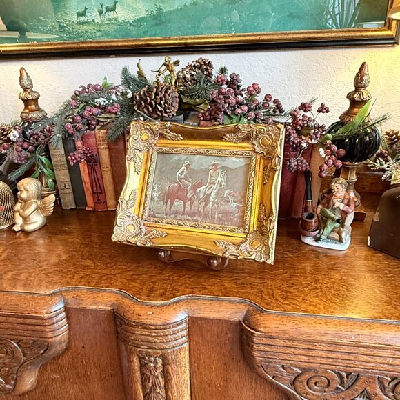 Vintage 1950's Earnst Tonk Western Picture in Wood Gold Gilt Frame - Picture 9 of 13